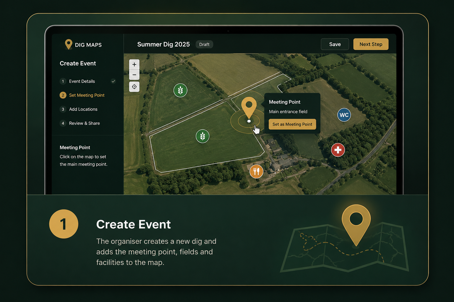 Create Event in Dig Maps
