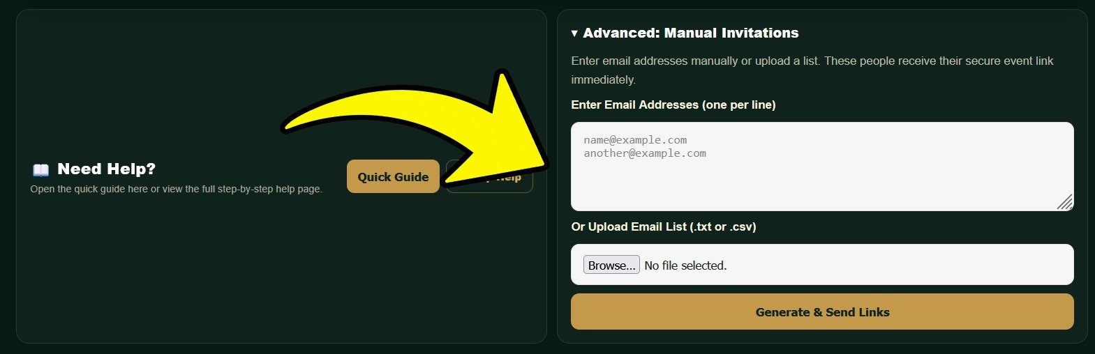 Advanced manual invitations
